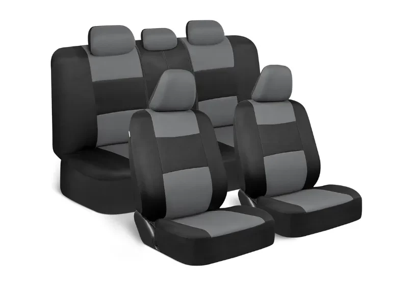 BDK PolyPro Seat Covers Full Set – Gray/Black, Fits Cars, Trucks & SUVs